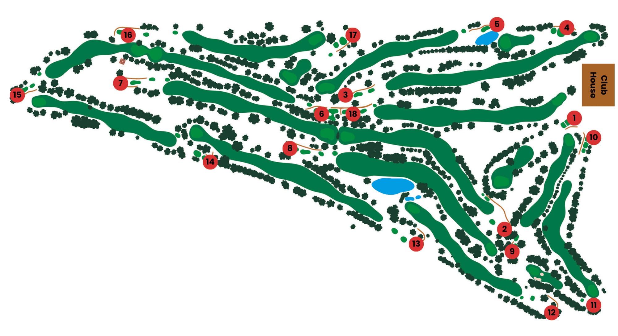 Course map with hole numbers